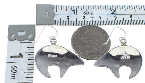 Sterling Silver Turquoise Inlay Bear Arrow Hook Dangle Earrings VX55826